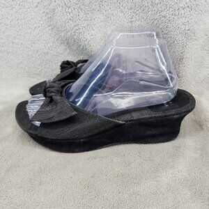 Stuart Weitzman Shoes Womens Size 9 Black Textile & Leather Platform Sandals